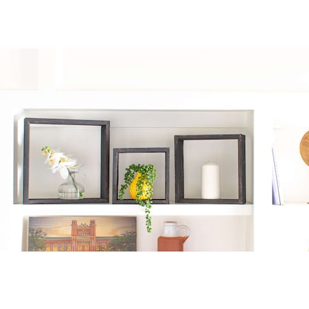 Barnwoodusa Rustic Farming Reclaimed Floating Square Box Shelves, Set of 3 (Black) 672713214823